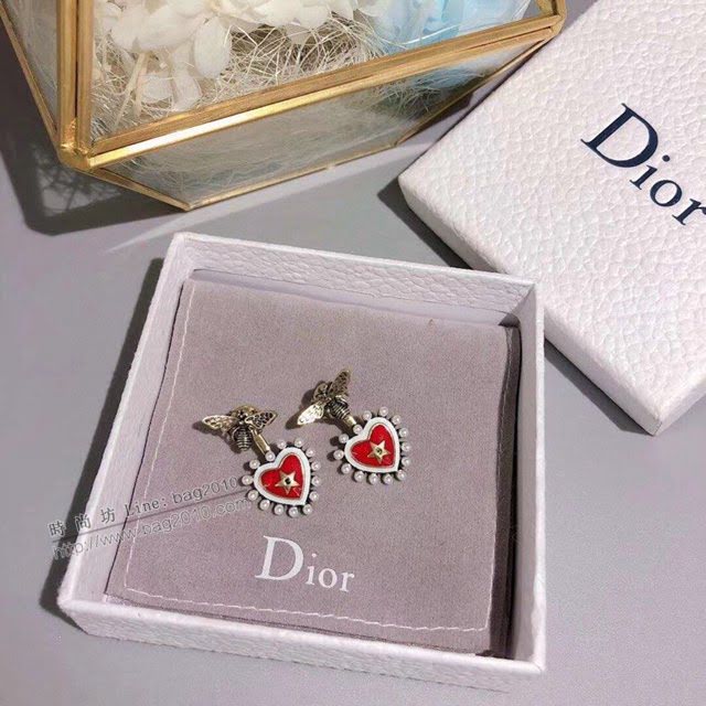Dior飾品 迪奧經典熱銷款復古做舊蜜蜂心形耳釘耳環  zgd1062